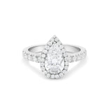 Halo stiliaus žiedas su lašo formos Laboratoriniu deimantu