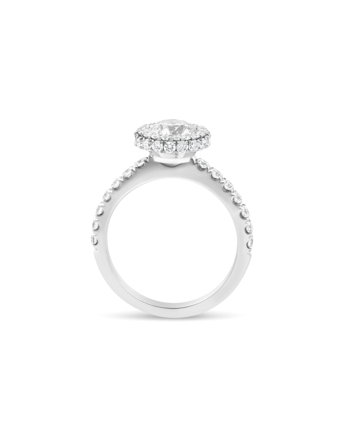 halo stiliaus ziedas su apvaliu deimantu