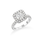 halo ziedas su kvadratiniu deimantu