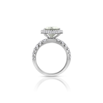 ziedas su deimantais ir zaliu akmeniu